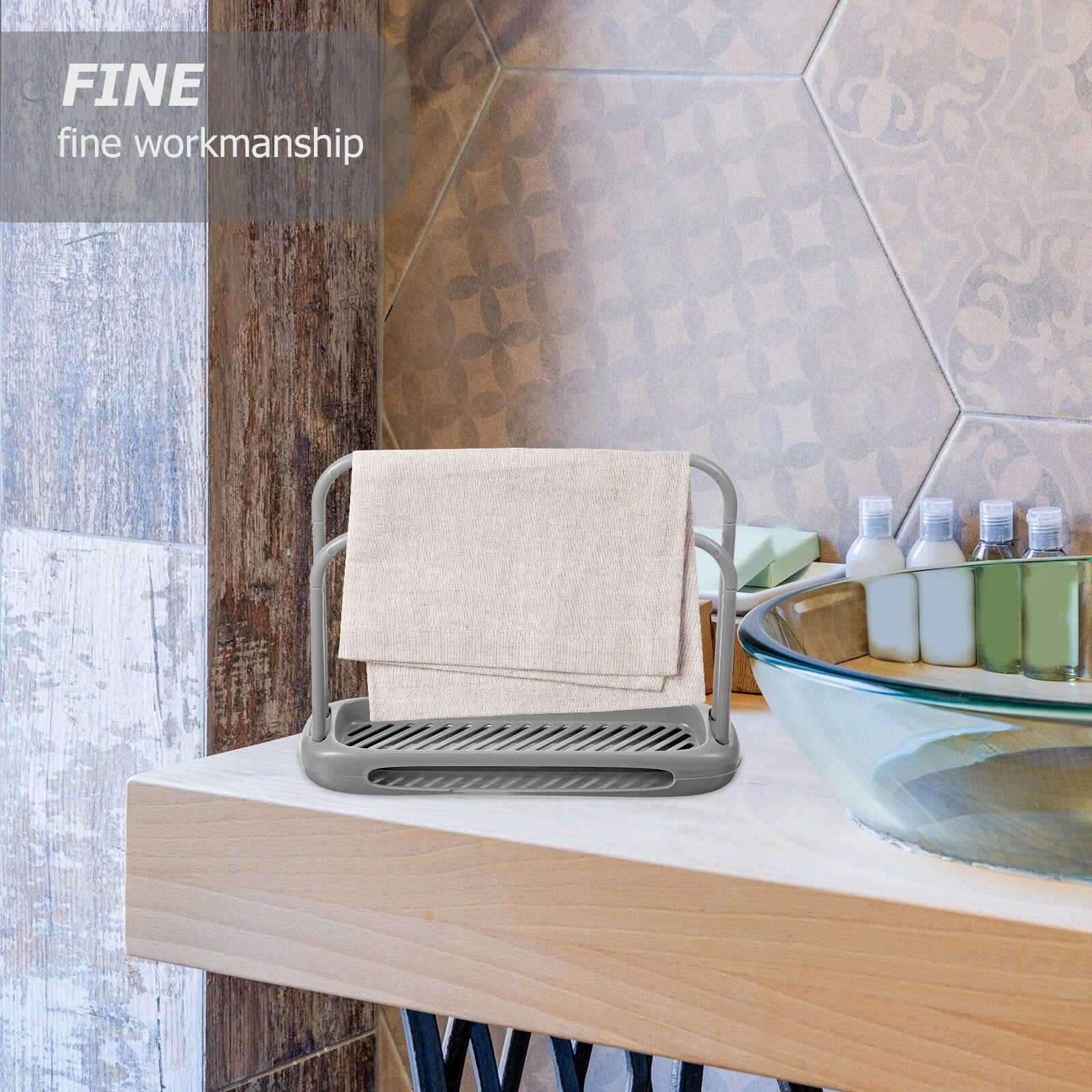 Towel Rack Countertop Organizer Kitchen Gadget Countertop Towel Stand Fashion Towel Holder Towel Standing Rack Double Pole Storage Rack